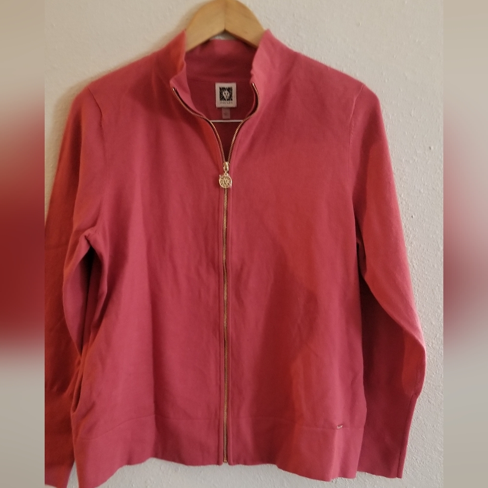 Anne Klein womens mauve zip up sweater  size Large